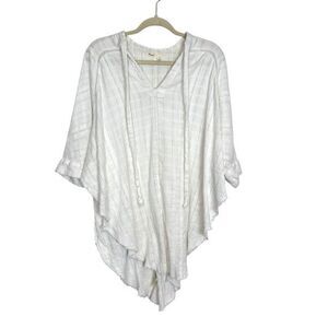Anthropologie Floreat Top XS/S White Sheena Oversized Cotton Coverup Tunic Blous